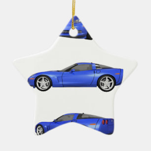 Blue Corvette: Ceramic Ornament