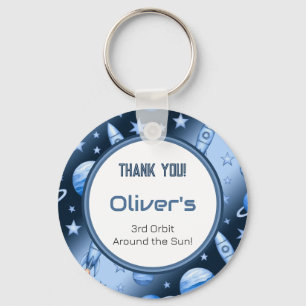 Blue Cosmic Celestial Rocket Odyssey Keychain