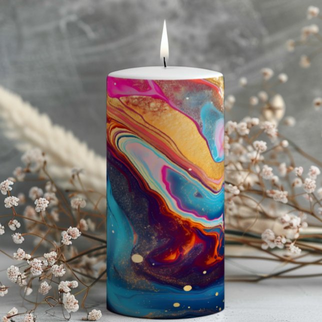 Blue Cosmic Marble Pillar Candle (Creator Uploaded)