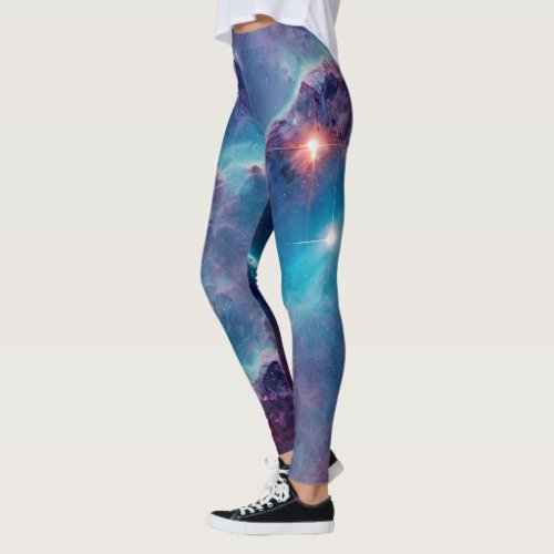 Blue Cosmic Nebula Universe Leggings