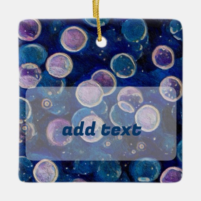 Blue Cosmic Orbs Ceramic Ornament (Front)