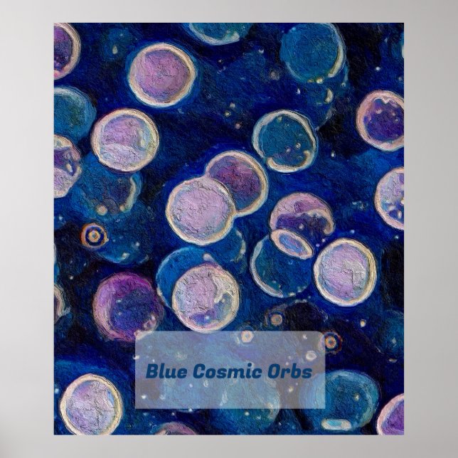 Blue Cosmic Orbs Poster (Front)