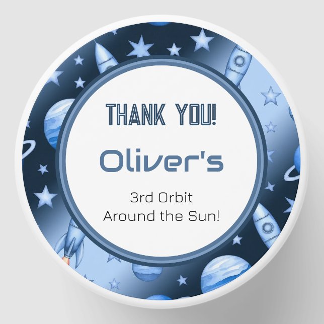 Blue Cosmic Space Theme Mini Candle Favors (Front)