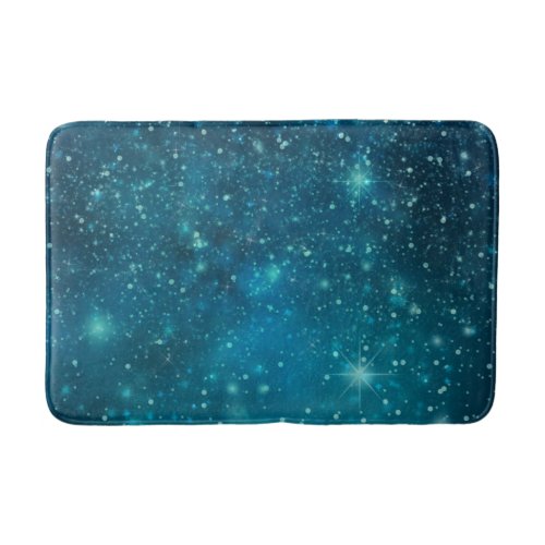 Blue Cosmic Spacey Starry Sky Bath Mat