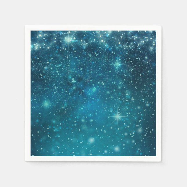 Blue Cosmic Spacey Starry Sky Napkins (Front)