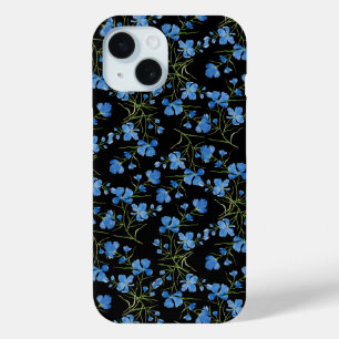 Blue Cosmos Flowers iPhone 15 Case