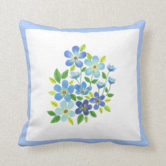 Blue Cosmos Flowers / Floral Throw Pillow