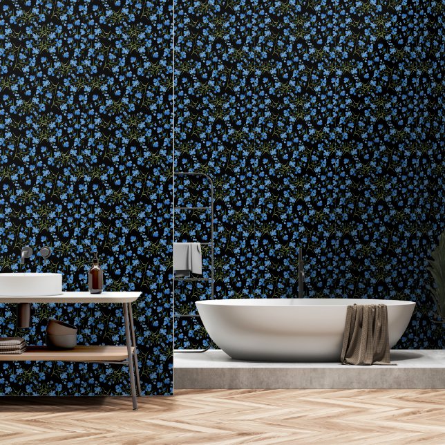 Blue Cosmos Flowers Wallpaper (Bathroom)