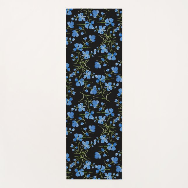 Blue Cosmos Flowers Yoga Mat (Front)