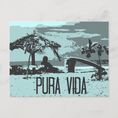 Blue Costa Rica Pura Vida Surfer Postcard