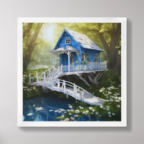 Blue Cottage Framed Art