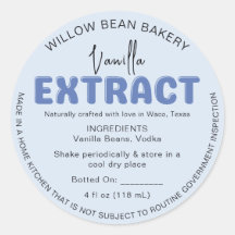 Blue Cottage Law Vanilla Extract Bottle Label