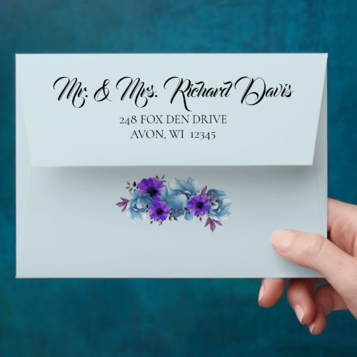 Blue Cottage Roses Rustic Wedding Suite Party Envelope