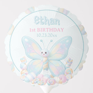 Blue Cotton Candy Butterfly Birthday Balloon
