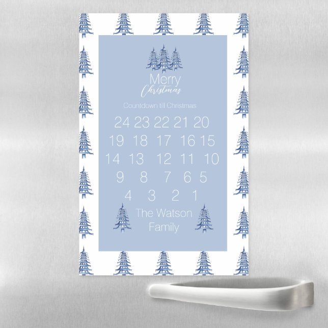 Blue Countdown to Christmas Pagoda Trees  Magnetic Dry Erase Sheet (In Situ)