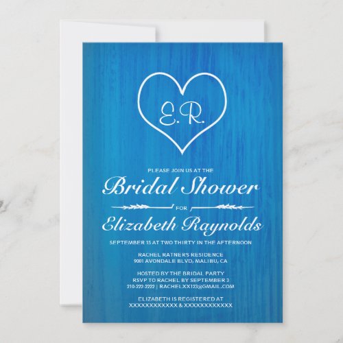 Blue Country Bridal Shower Invitations