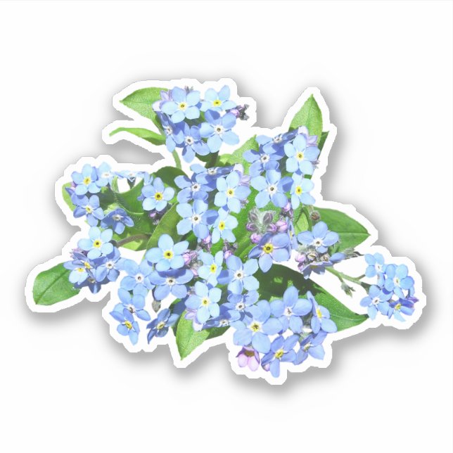 Blue Country Flowers Custom-Cut Vinyl Sticker (Front)