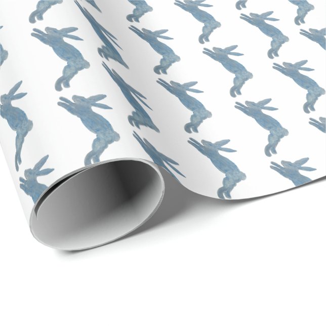 Blue Country French Bunny Rabbit Wrapping Paper (Roll Corner)