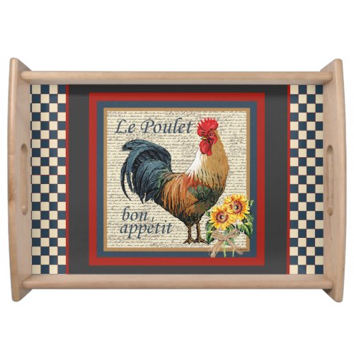 Blue Country Rooster Serving Tray