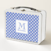 Green White Gingham Plaid Checkered Pattern Metal Lunch Box