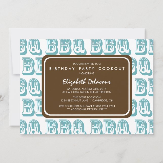 Blue Country Western BBQ Birthday Party Invitation (Front)