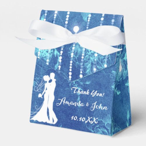 Blue Couple Roses Wedding Favor Thank You Favor Boxes