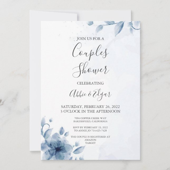 Blue Couples Bridal Shower Invitation Template (Front)