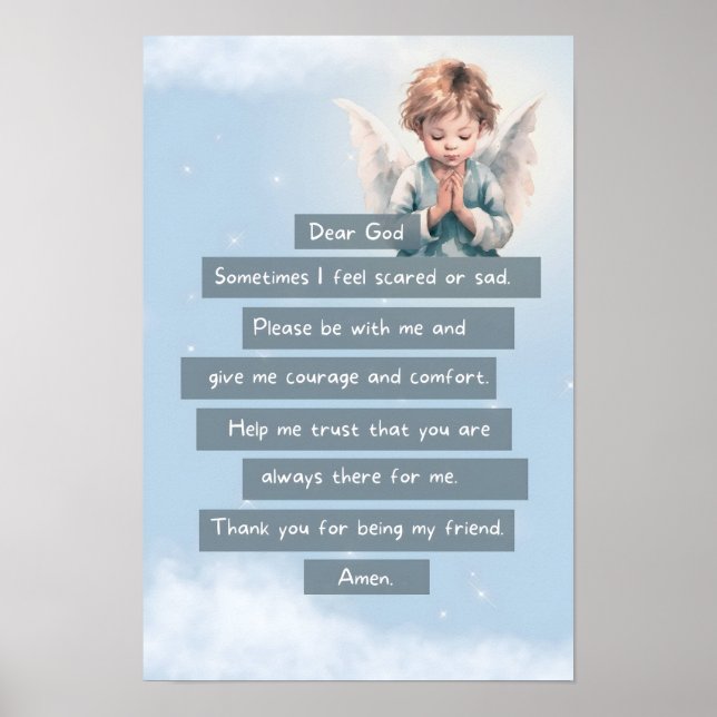 Blue Courage Child Prayer Poster (Front)