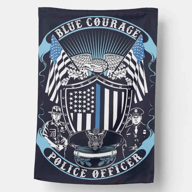 Blue Courage Police Officer House Flag (Front)