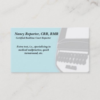 Blue Court Reporter Steno Machine Business Cards by Stenofabulous at Zazzle