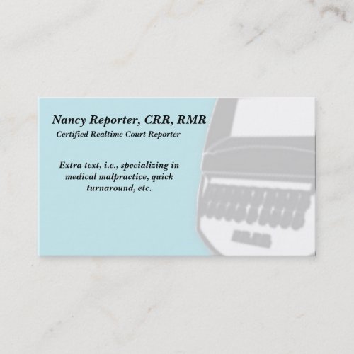 Blue Court Reporter Steno Machine Business Cards