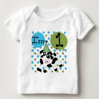 Blue Cow 1st Birthday Tshirts and Gifts