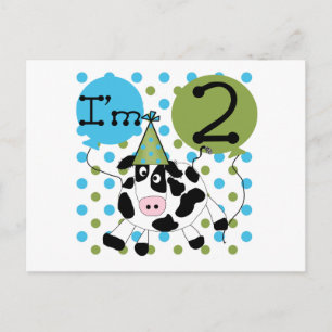 Blue Cow 2nd Birthday Tshirts and Gifts Postcard