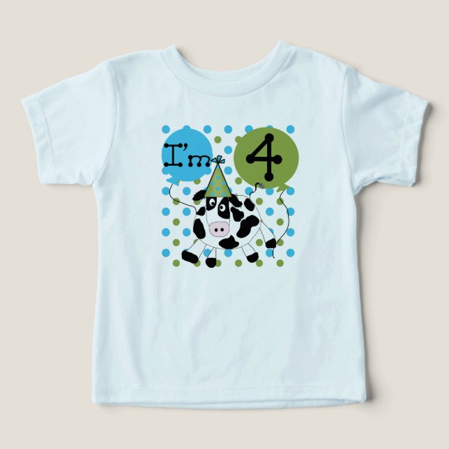 Blue Cow 4th Birthday Tshirts and Gifts (Design Front)