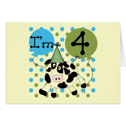 Blue Cow 4th Birthday Tshirts and Gifts (Front Horizontal)