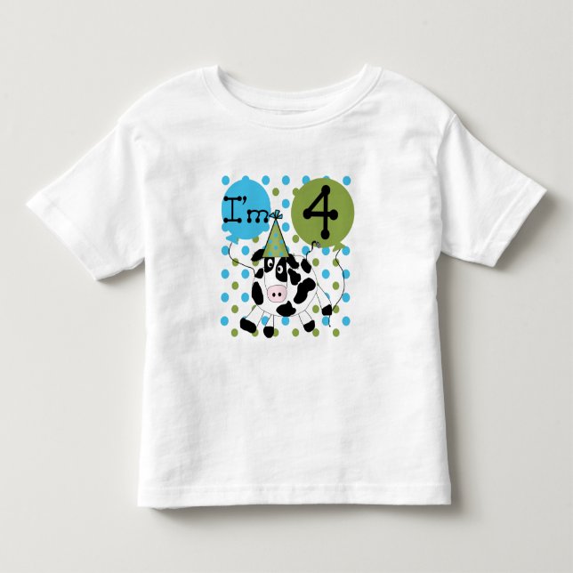 Blue Cow 4th Birthday Tshirts and Gifts (Front)