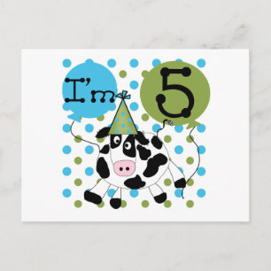 Blue Cow 5th Birthday Tshirts and Gifts Postcard