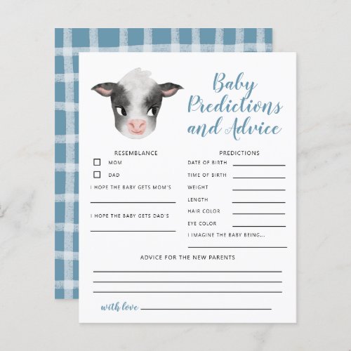 Blue Cow Baby Predictions  Advice Card