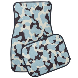 Blue Cow print Western Coastal Cowgirl Camo Car Floor Mat