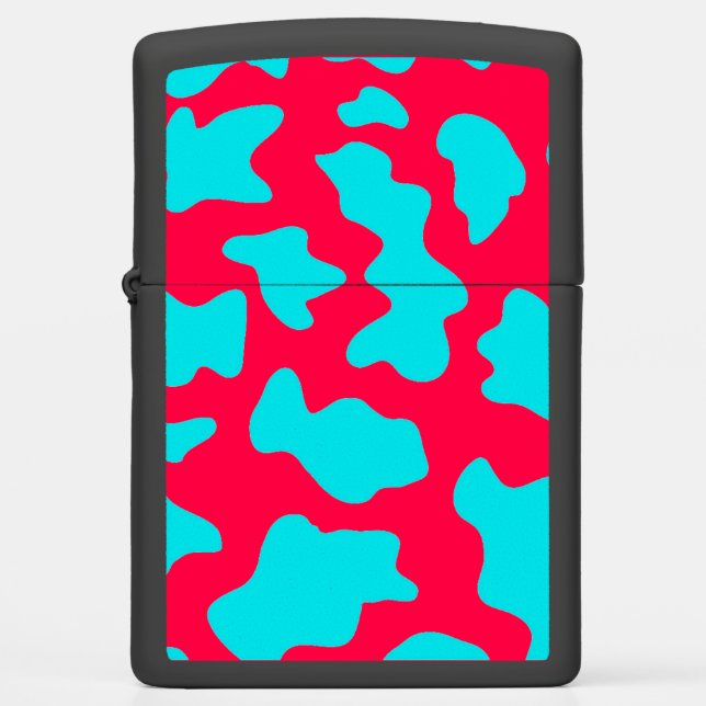 Blue Cow Print Windproof Editable Zippo Lighter (Front)