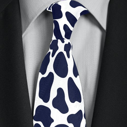 Blue Cow Spots Animal Print Neck Tie