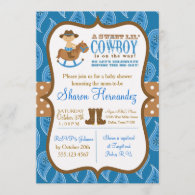 Blue Cowboy Baby Boy Shower Invitation