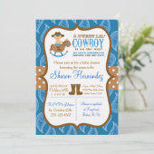 Blue Cowboy Baby Boy Shower Invitation (Standing Front)