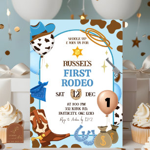 Blue Cowboy Birthday Invitation