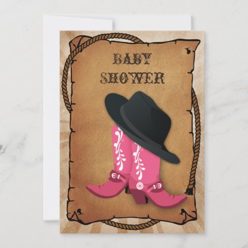 blue cowboy boots western Baby shower Invitation