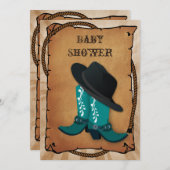 blue cowboy boots western Baby shower Invitation (Front/Back)