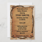 blue cowboy boots western Baby shower Invitation (Back)