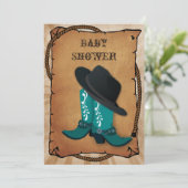 blue cowboy boots western Baby shower Invitation (Standing Front)