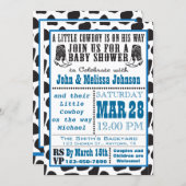 Blue Cowboy Cowprint Baby Shower invitations (Front/Back)