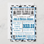 Blue Cowboy Cowprint Baby Shower Invitations at Zazzle